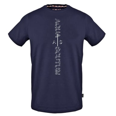 Aquascutum Mens Vertical Logo Crew Neck T-Shirt (Navy)
