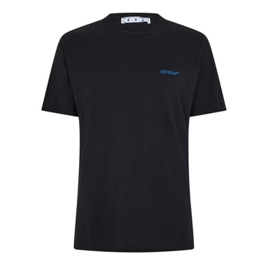 Off White Mens Cotton Regular T-Shirt (Black/Blue)