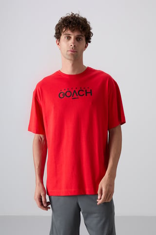 Oversized Logo Patch Crew Neck T-Shirt