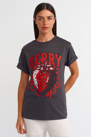 Women's Cotton Printed Crew Neck T-Shirt