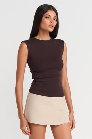 Women's Ribbed Sleeveless Crew Neck T-Shirt