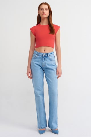 Dames Mouwloze Geribbelde Crop T-Shirt