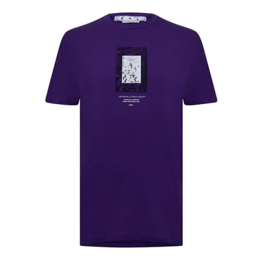 Off White Mens Mirror Cotton Regular Short-Sleeved T-Shirt (Purple)