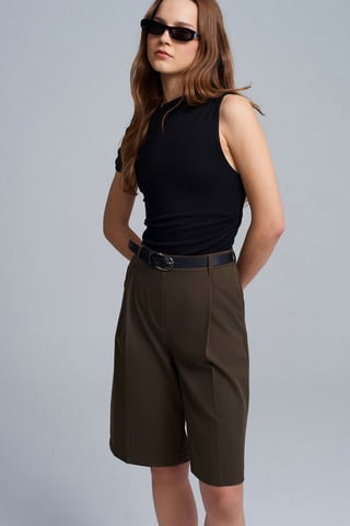High-Waist Wide-Leg Tailored Shorts