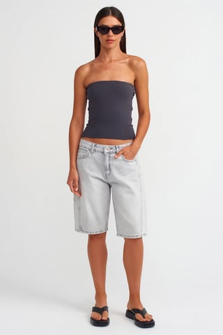Women's Mid-Waist Wide-Leg Denim Shorts