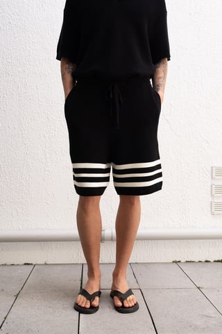 Striped Knitwear Shorts with Drawstring Waist