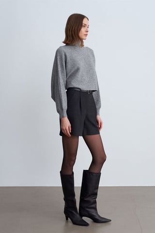 High-Waist Belted Wide-Leg Tailored Shorts