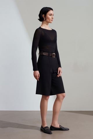 Hoogwaardige Taille-Broek met Riem en Wijde Pijpen