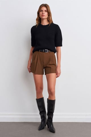 High-Waist Crepe Tailored Shorts