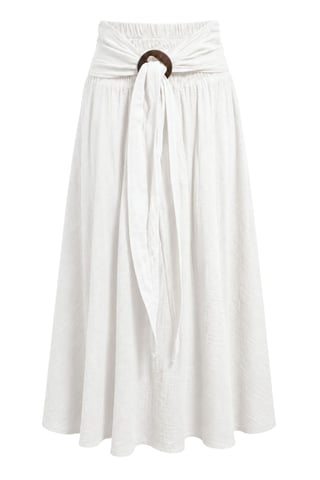 High-Waist Belted A-Line Maxi Skirt