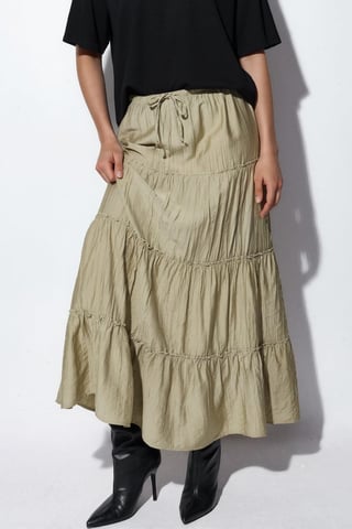 High Waist Textured A-Line Maxi Skirt