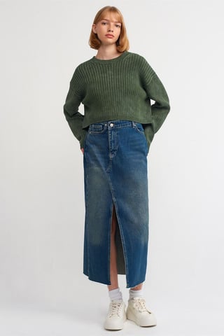 Högmidjad Maxi Denim A-Linje Kjol
