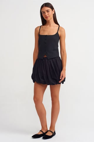 Cotton Poplin Balloon Mini Skirt