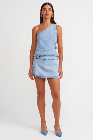 Bomull Denim Mini A-linje Kjol
