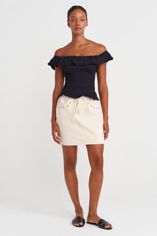 Women’s Cotton Denim Mini Skirt With Tie Waist