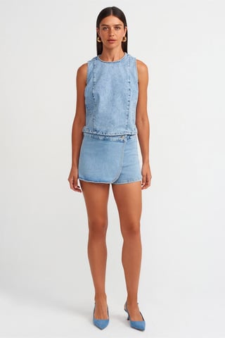 High-Waist Denim Mini Skirt