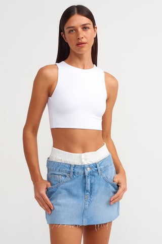 Midjehöga Zittade Denim Minikjol