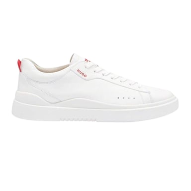 Hugo Boss Mens Tenn Leather Flat Trainers (White)