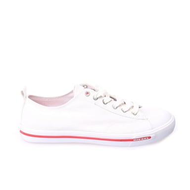 Diesel Mens S-Athos Stripe Detail Canvas Trainers (White)