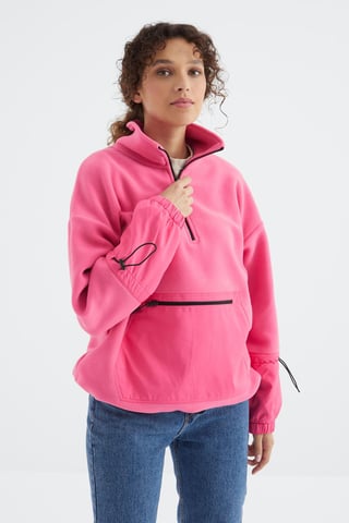 Oversized Plush Half-Zip Sweatshirt