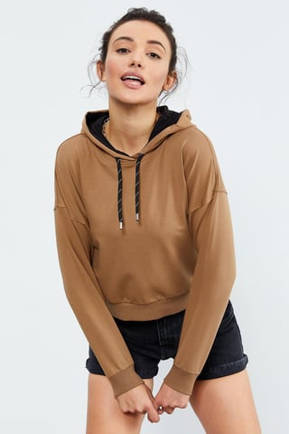 Relaxed Hooded Sweatshirt With Tie Detail