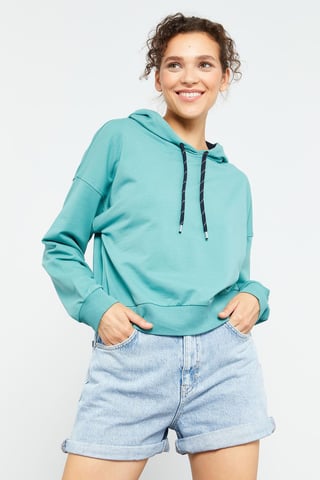 Relaxed Hooded Sweatshirt With Tie Detail