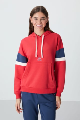 Oversized Color-block Hooded Sweatshirt With Pocket