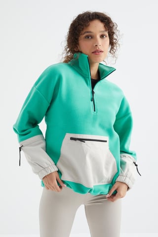 Oversized Plush Half-Zip Sweatshirt