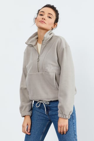 Oversized Half-zip Plush Sweatshirt