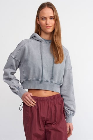 Kvinnors Oversized Croppad Hoodie