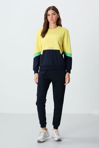 Oversized Color-Blocked Crew Neck Sweatshirt