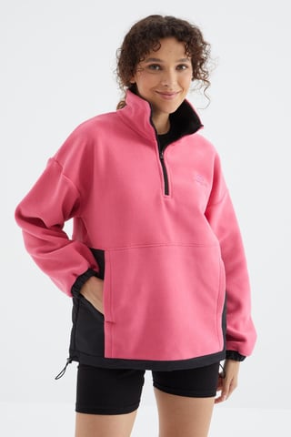 Oversized Half-zip Plush Sweatshirt