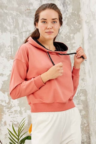 Relaxed Hooded Sweatshirt With Tie Detail