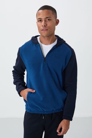 Herrfärgad Halvdraget Plush Sweatshirt