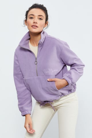 Oversized Half-zip Plush Sweatshirt