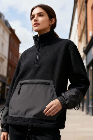 Oversized Plush Half-Zip Sweatshirt