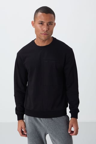 Herrsolid sweatshirt med rundad hals
