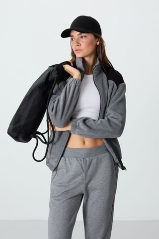 Överdimensionerad Färgblock Halvdragkedja Sweatshirt