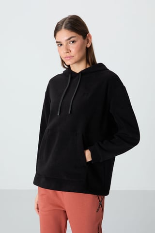 Oversized Plush Hoodie With Embroidery