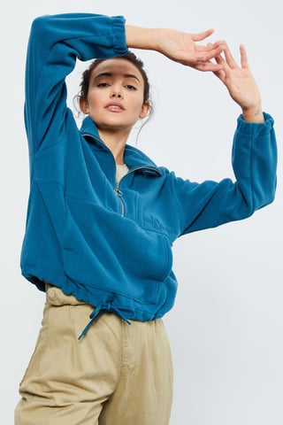 Oversized Half-zip Plush Sweatshirt