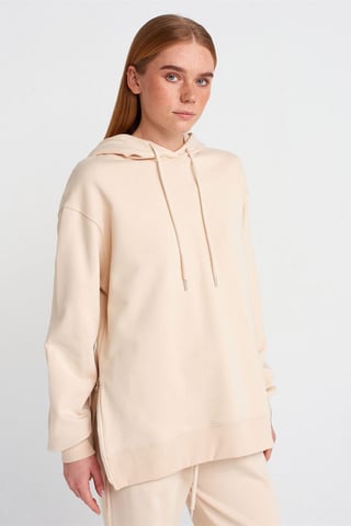 Oversized Cotton Zip-Front Hooded Sweatshirt