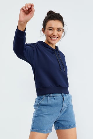 Relaxed Hooded Sweatshirt With Tie Detail