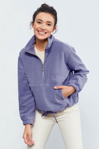 Oversized Half-zip Plush Sweatshirt