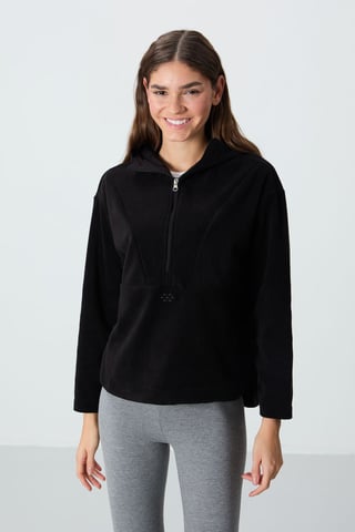 Oversized Plush Half-zip Hooded Sweatshirt