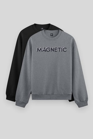Herrtryckt sweatshirt med rund hals
