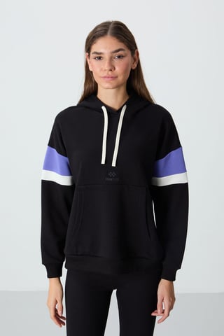 Oversized Color-block Hooded Sweatshirt With Pocket