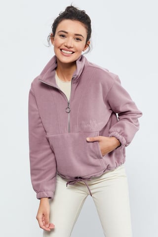 Oversized Half-zip Plush Sweatshirt