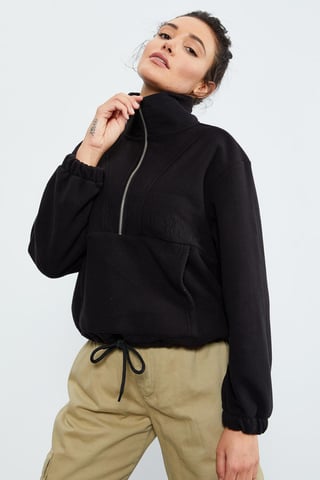 Oversized Half-zip Plush Sweatshirt