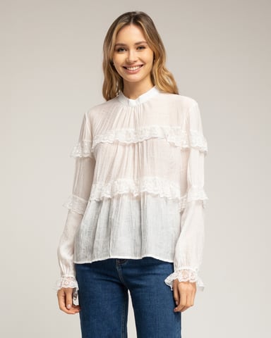 Semi-transparent blouse with embroidery