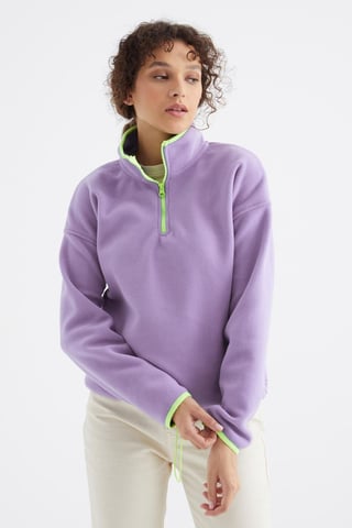 Oversized Plush Half-zip Sweatshirt